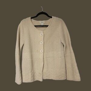 Vintage Cambridge Dry Goods Wool‎ Blend Sweater MEDIUM Cream Cardigan